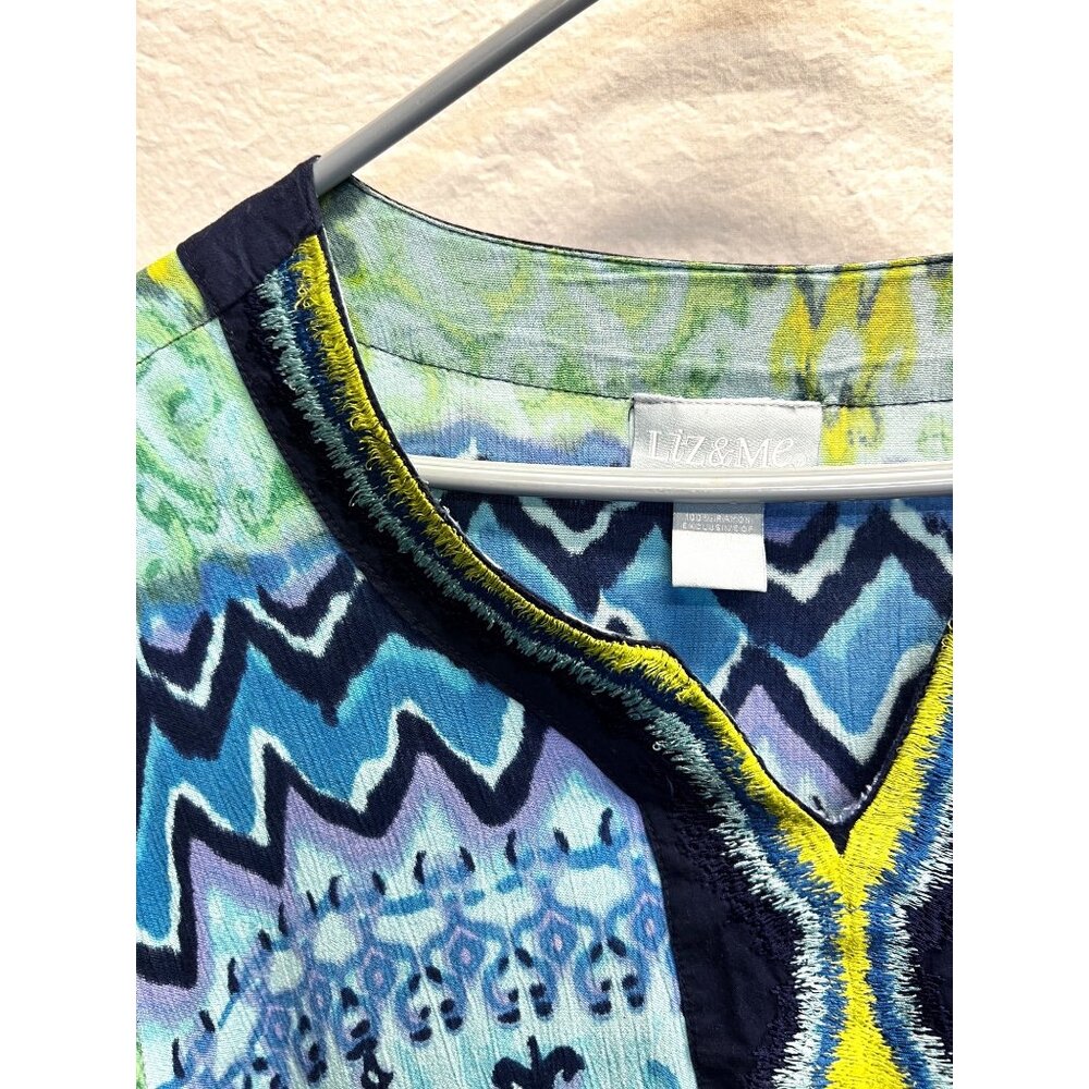 Liz & Me Womens 2X Multicolor Boho Tunic Top 100% Rayon - Picture 5 of 6